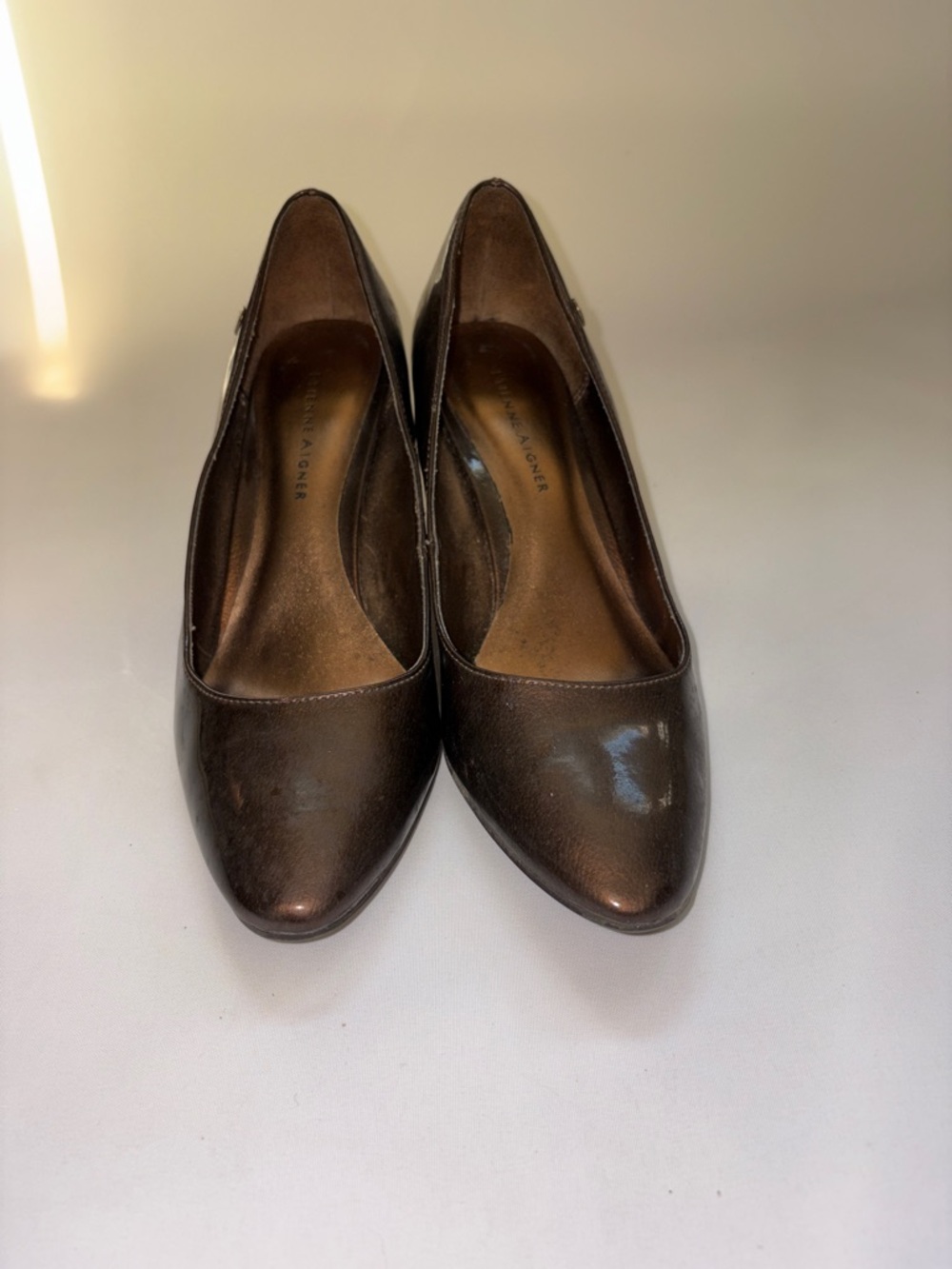 Etienne Aigner Haven Bronze Patent Leather Dress Pumps‎ Size 7.5 - Picture 2 of 10
